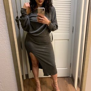 Off shoulder slouchy sweater dress